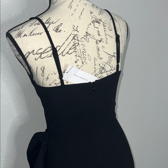 NWT FRENCH CONNECTION Black V-Neck WHISPER Bow ENVELOPE Sleeveless MINI DRESS - Picture 8 of 13